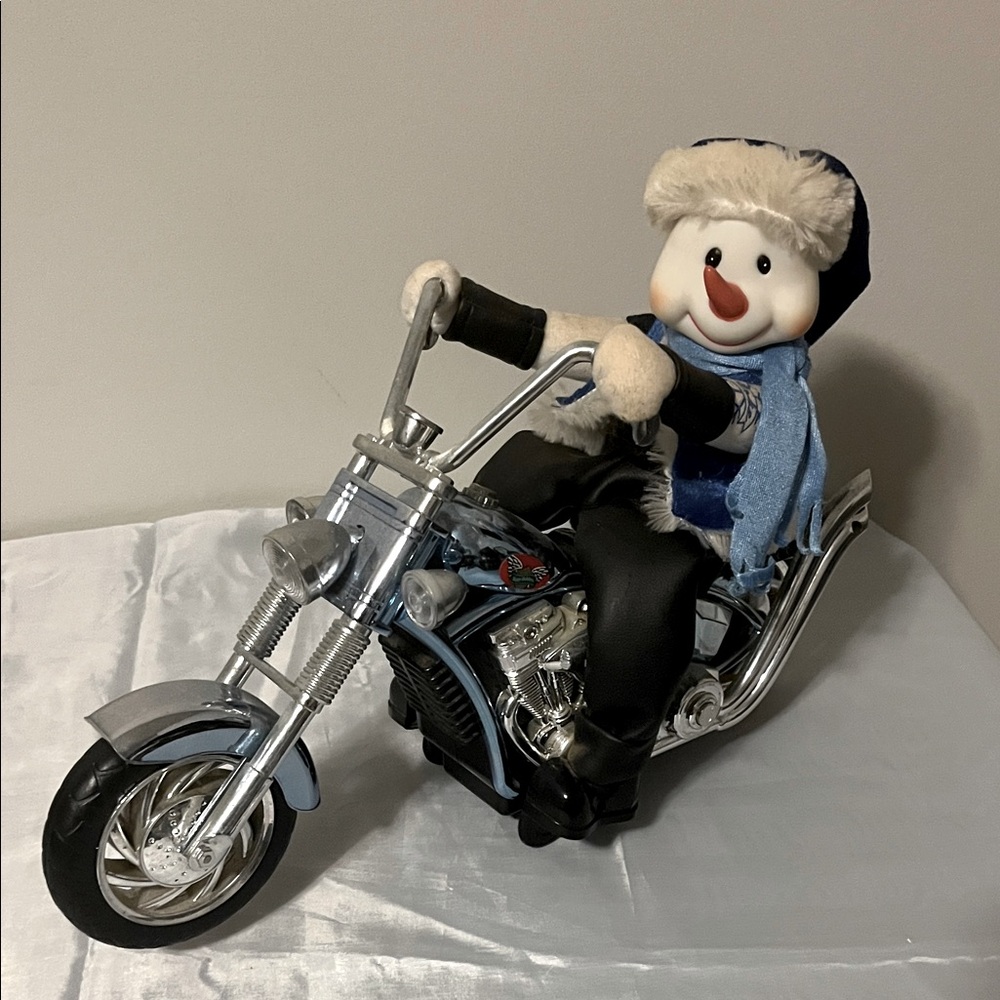 Snowman on Motorcycle Home Accent Decor